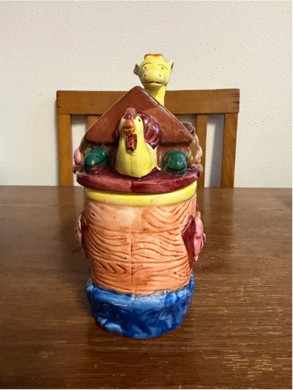 Vintage Express Productions Noah's Ark Ceramic Cookie Jar w/ Lid Animal Figural
